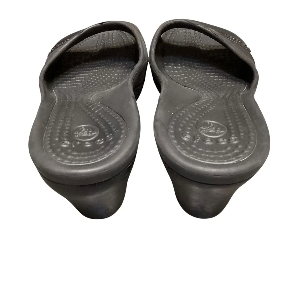 Crocs Womens Black Wedge Sassari Sandals Size‎ 10 EUC